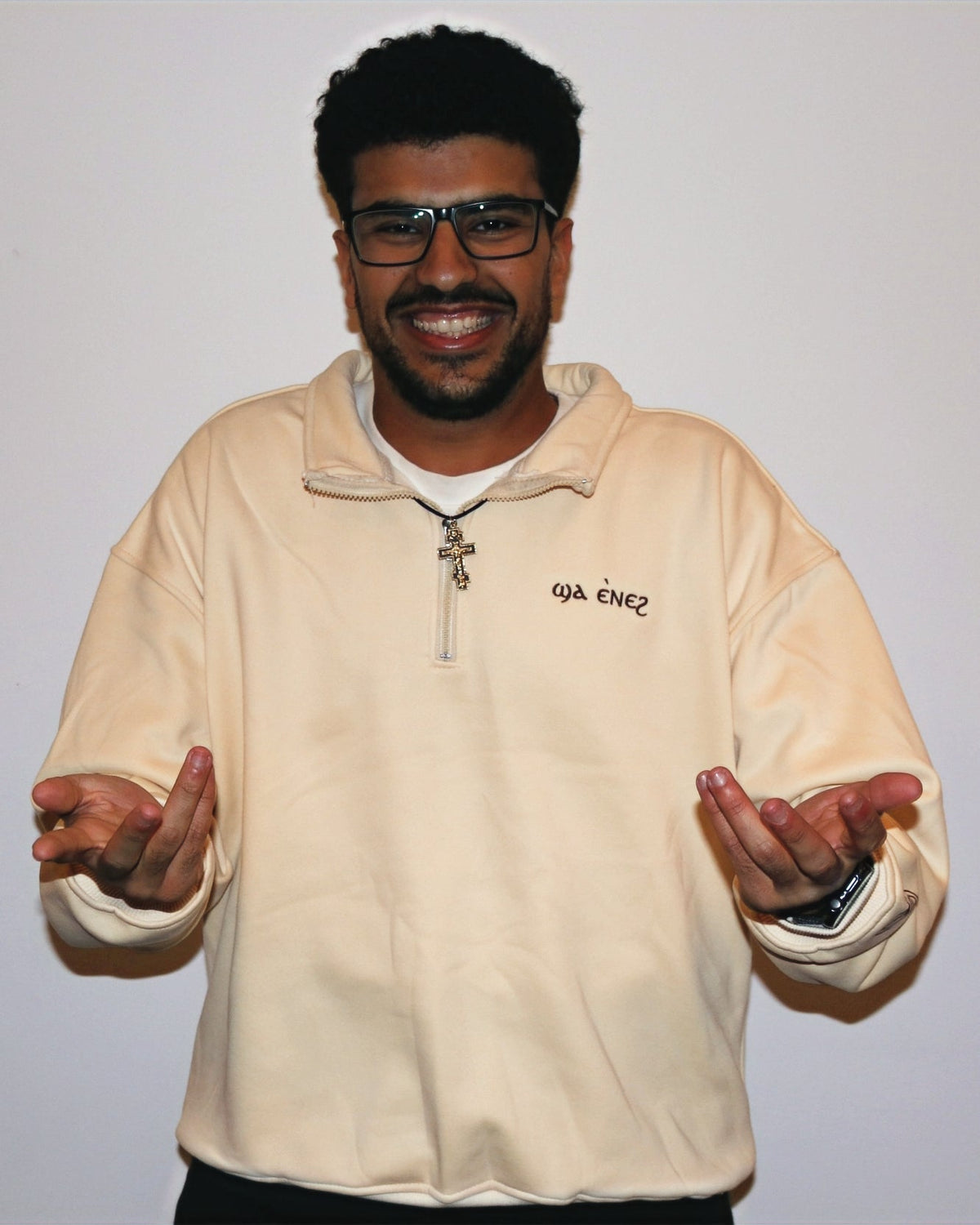 Cream coptic quarter zip image 1