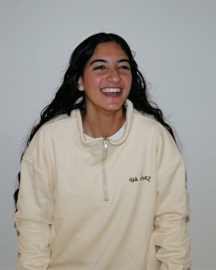 Cream coptic quarter zip image 0