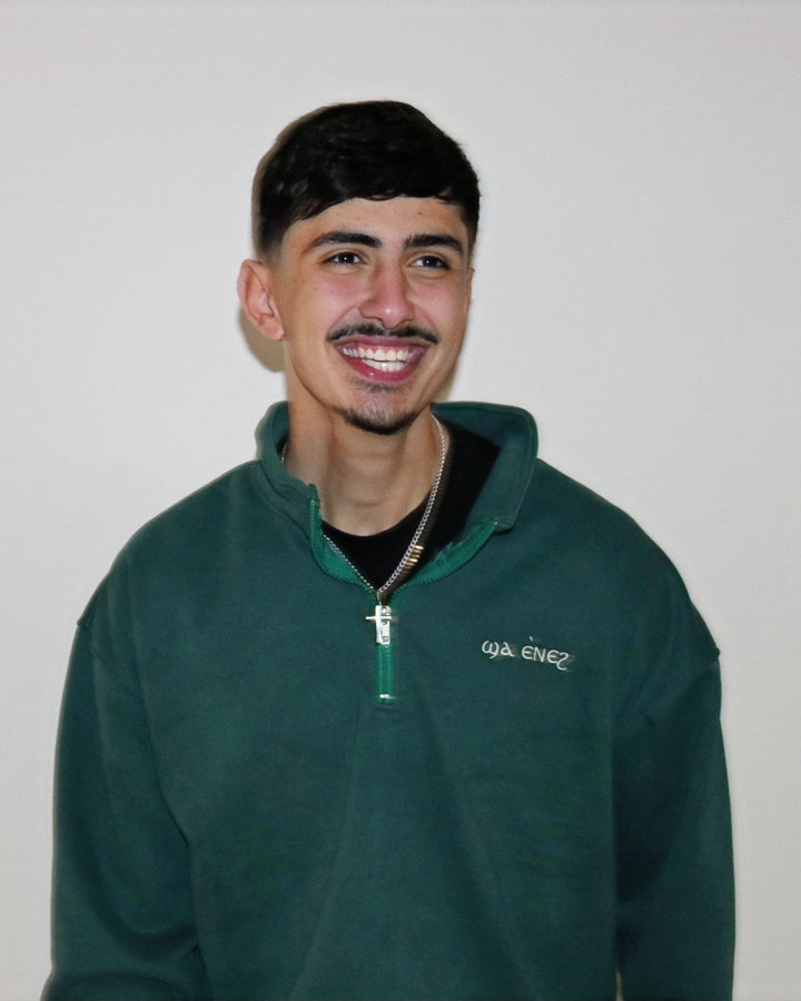 Emerald green Coptic quarter zip image 0