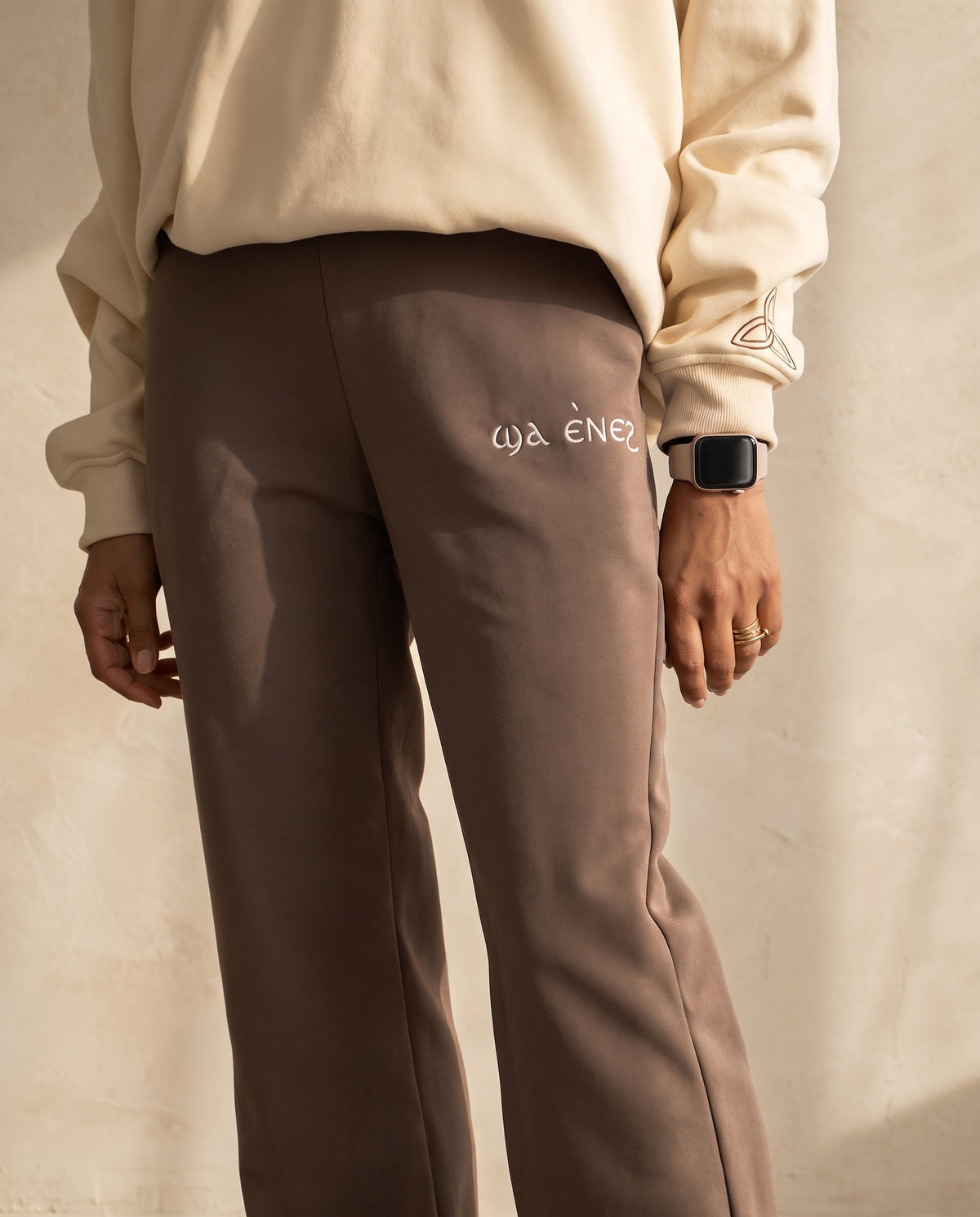 Unisex Coptic Taupe Brown UNCUFFED trackies image 7