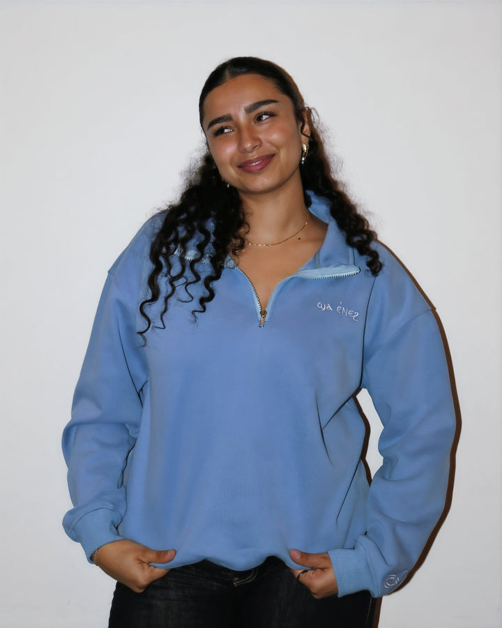 Baby blue Coptic quarter zip image 0
