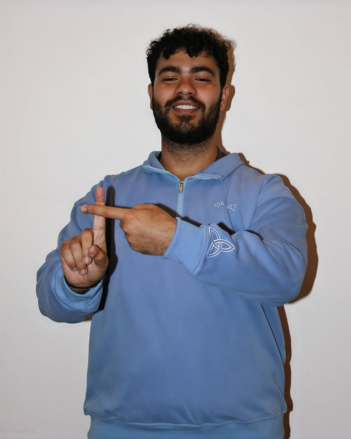 Baby blue Coptic quarter zip image 1