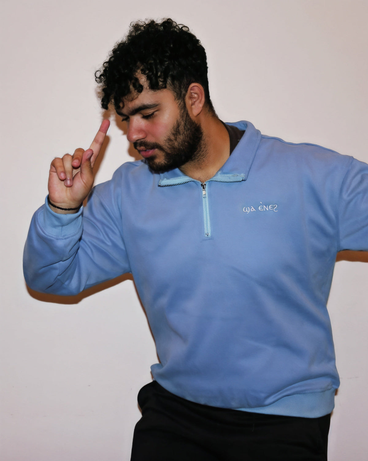 Baby blue Coptic quarter zip image 3