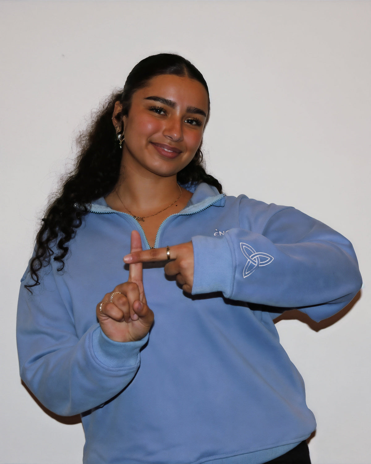 Baby blue Coptic quarter zip image 5