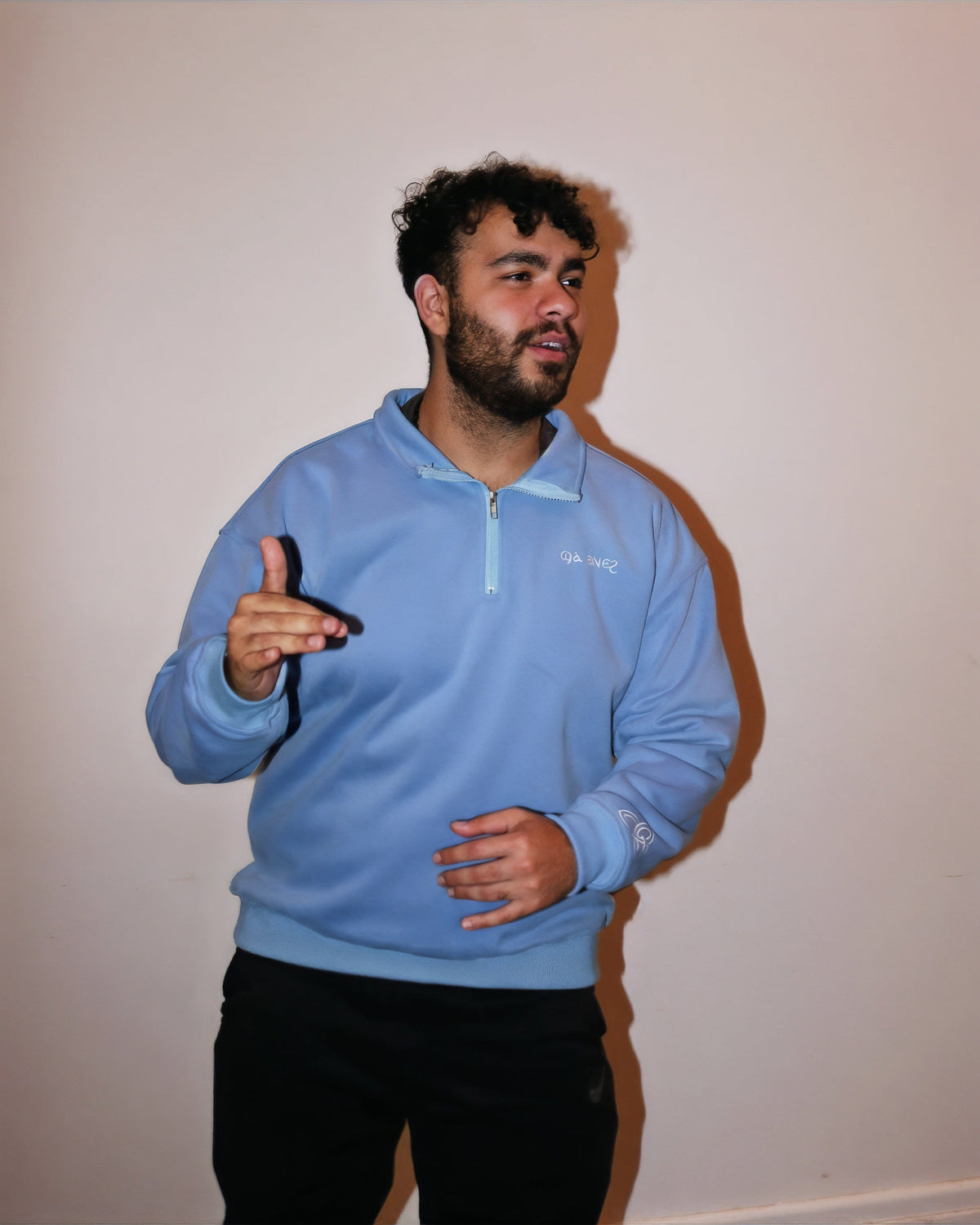 Baby blue Coptic quarter zip image 7