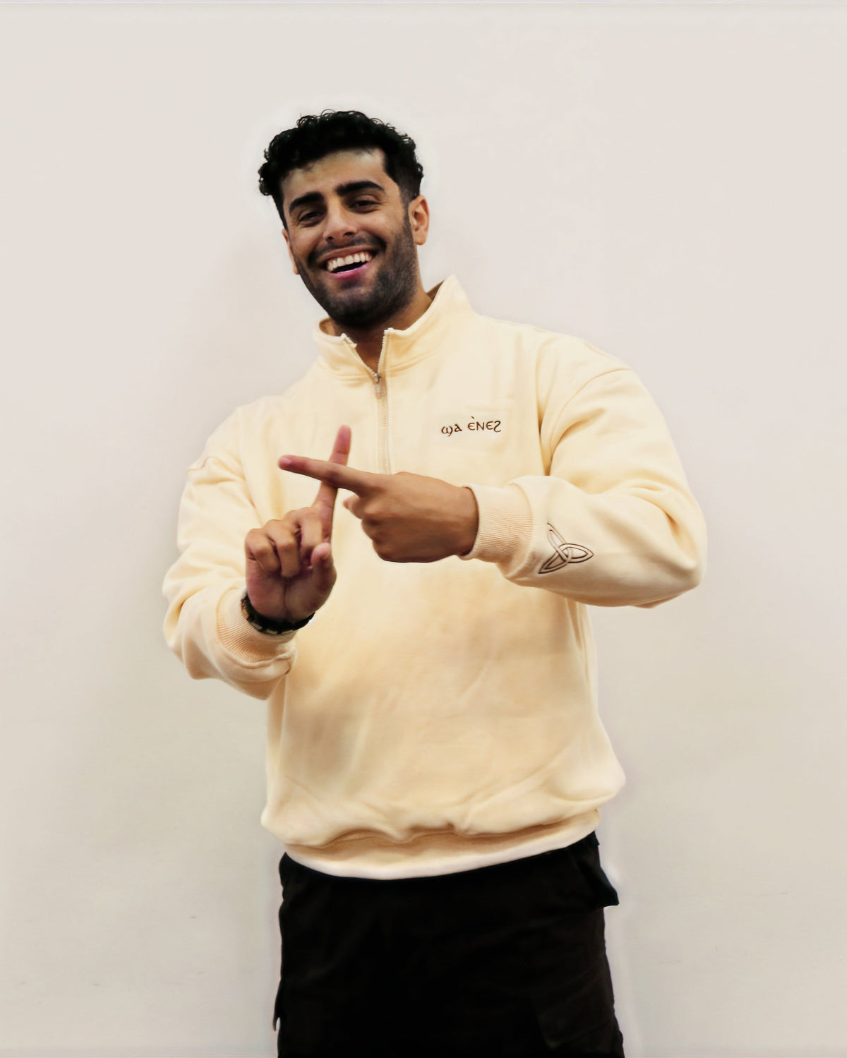 Cream coptic quarter zip image 3