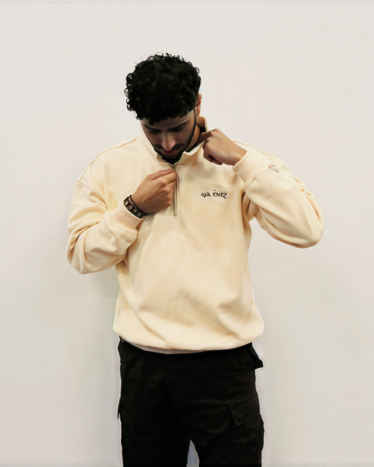 Cream coptic quarter zip image 5
