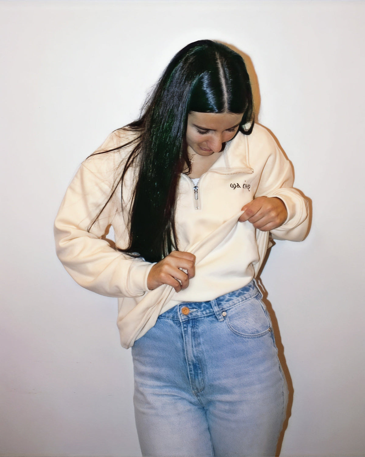 Cream coptic quarter zip image 6