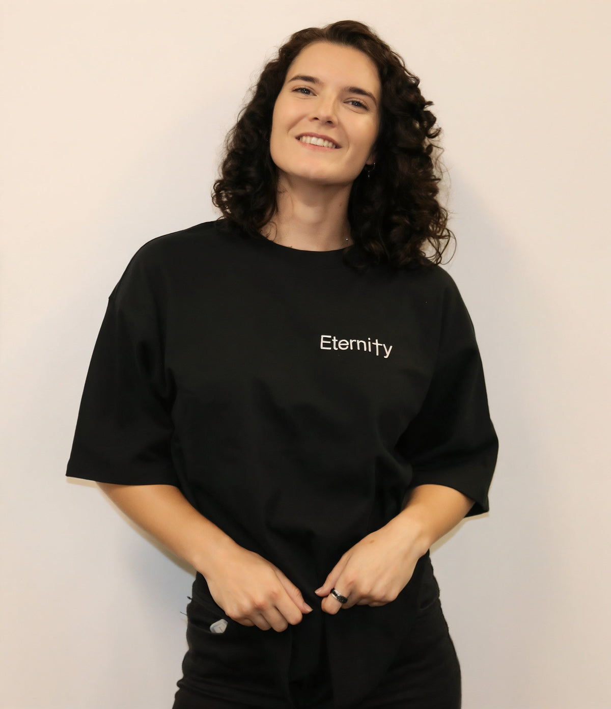 Unisex Black T shirt- Side logo image 4