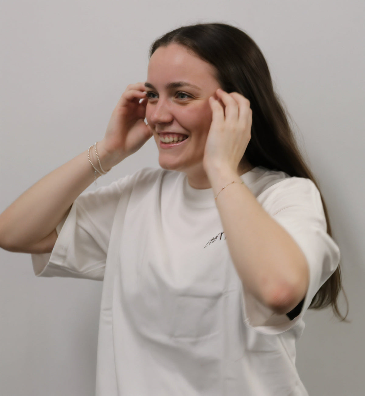 Unisex White T shirt- Side logo image 1