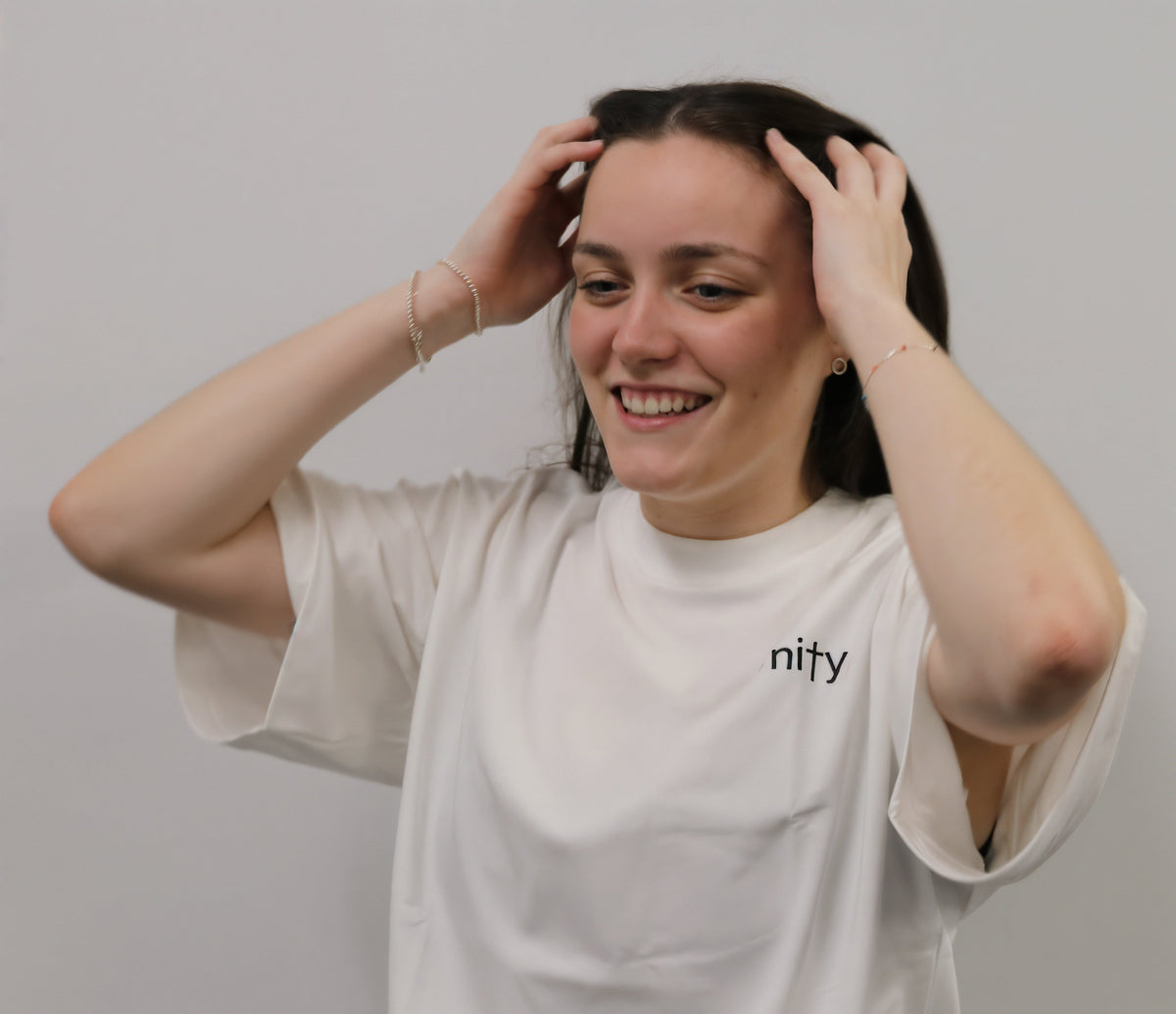 Unisex White T shirt- Side logo image 5