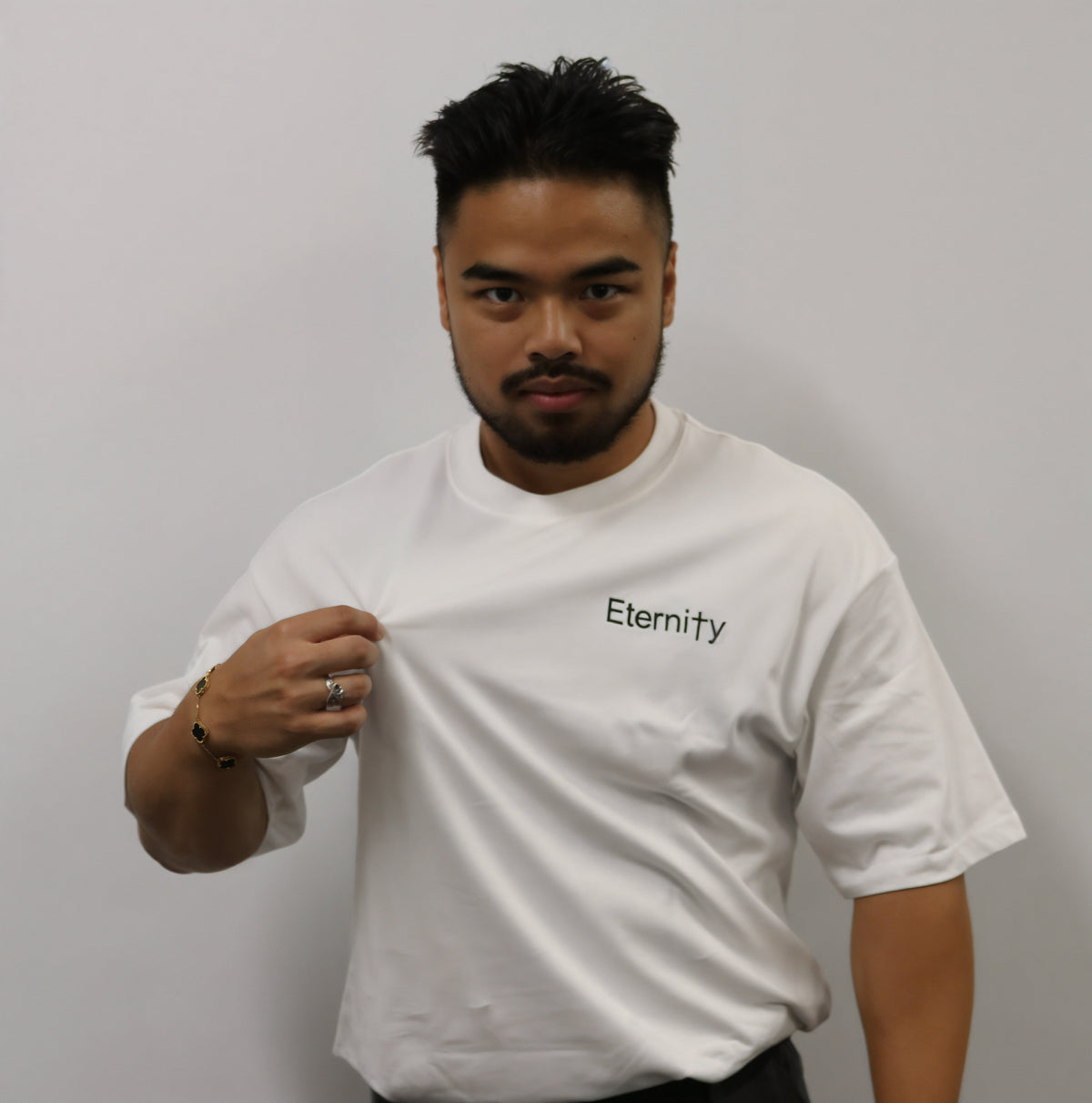 Unisex White T shirt- Side logo image 6