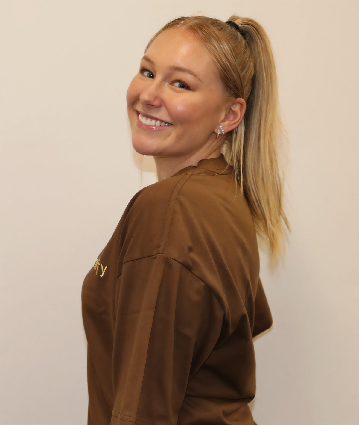 Unisex Caramel brown T shirt- side logo image 3