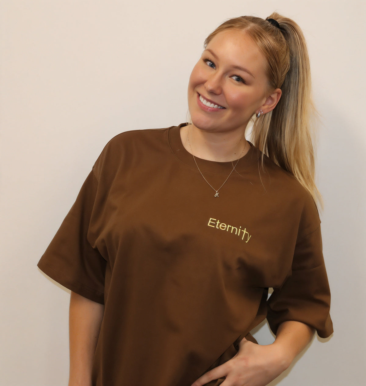 Unisex Caramel brown T shirt- side logo image 7