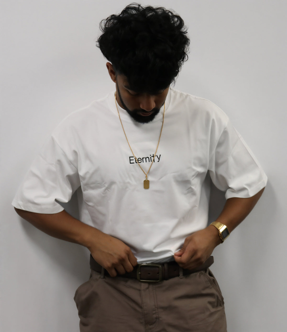 Unisex White T shirt- Centre logo image 5