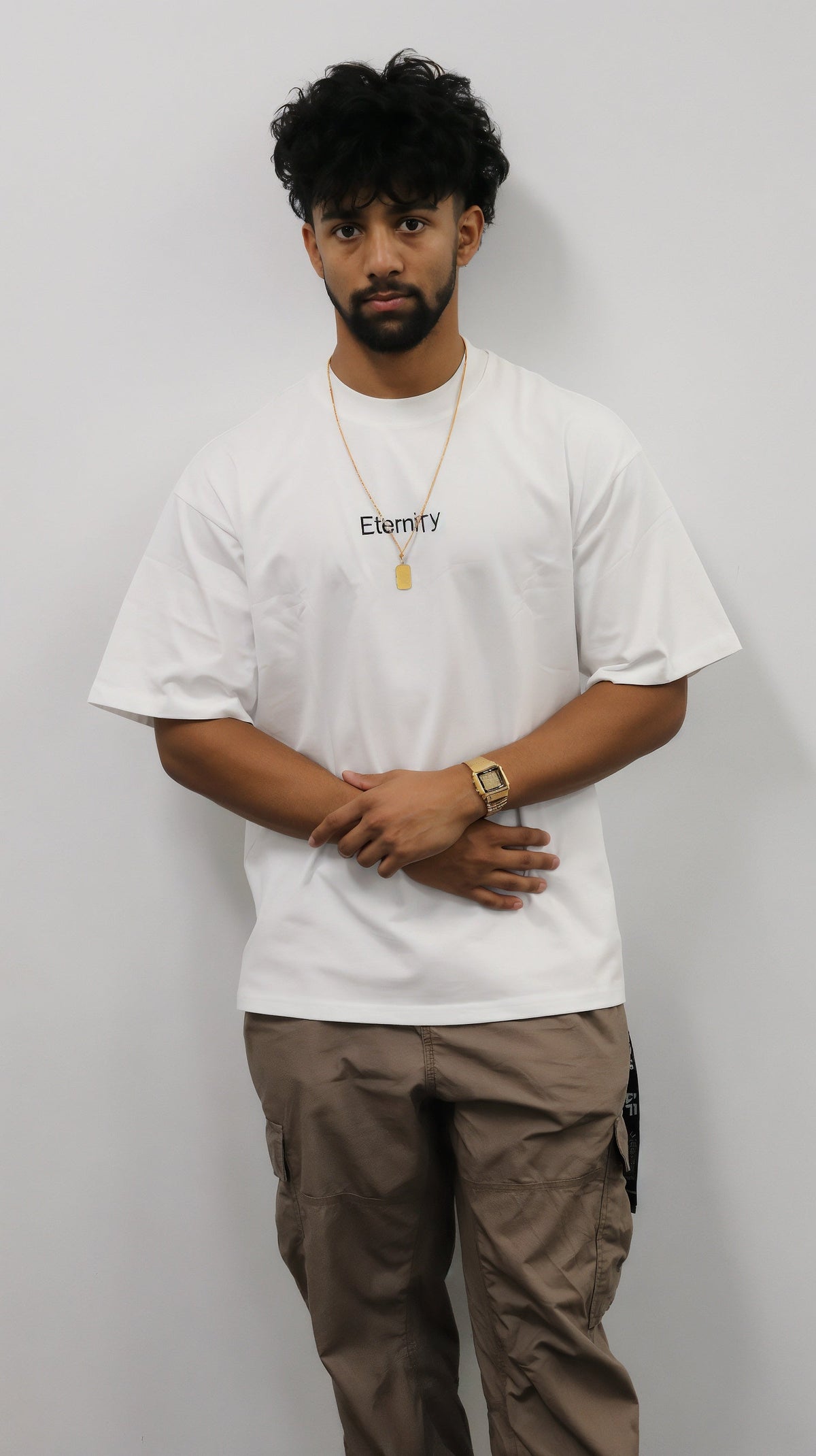 Unisex White T shirt- Centre logo image 7
