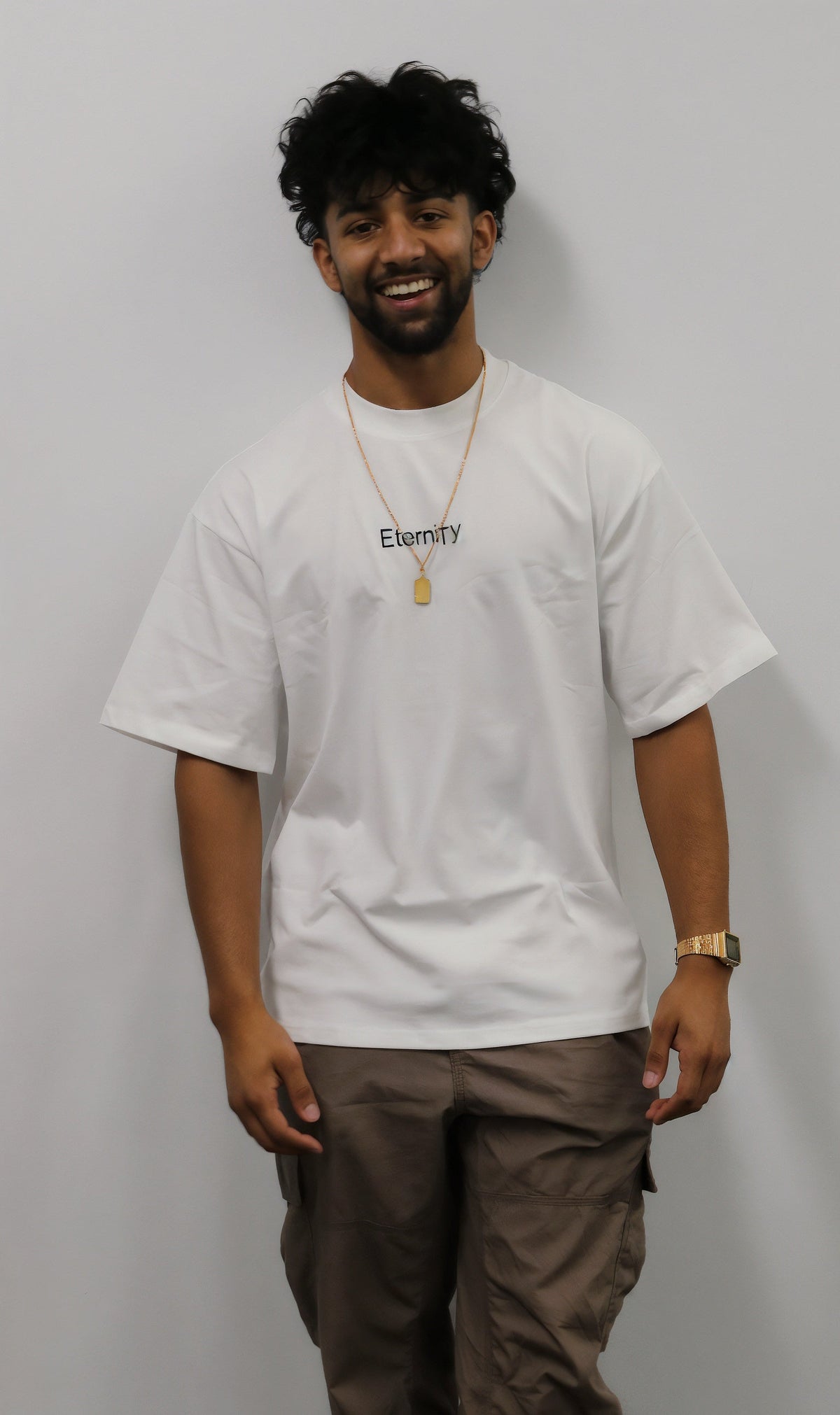 Unisex White T shirt- Centre logo image 11