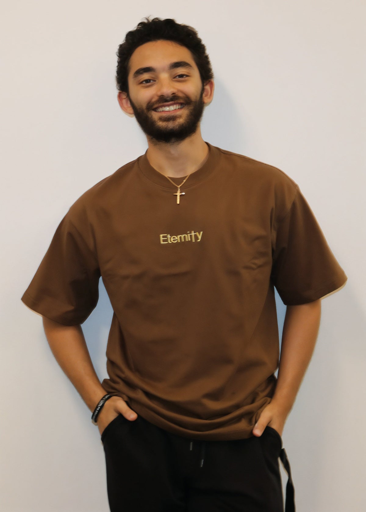 Unisex Caramel brown T shirt- Centre logo image 1