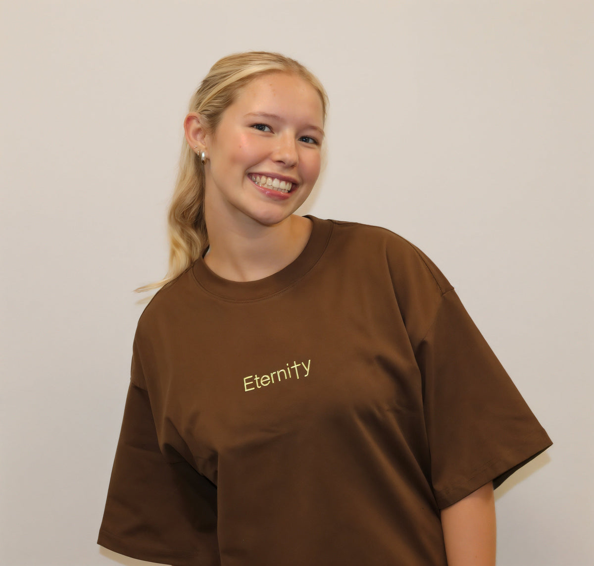 Unisex Caramel brown T shirt- Centre logo image 2
