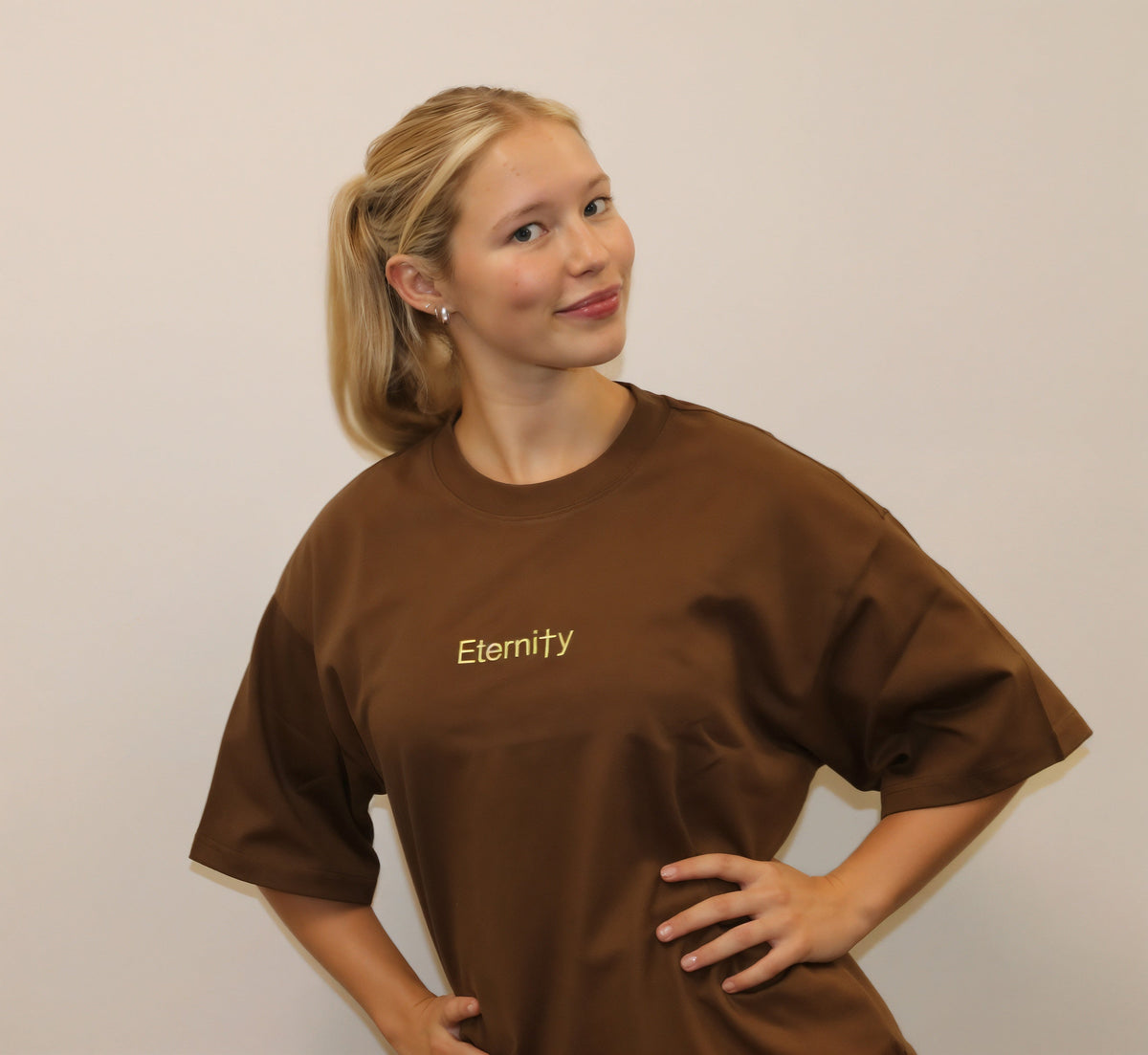 Unisex Caramel brown T shirt- Centre logo image 4
