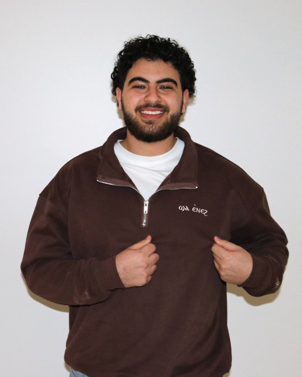 Brown Coptic quarter zip image 1