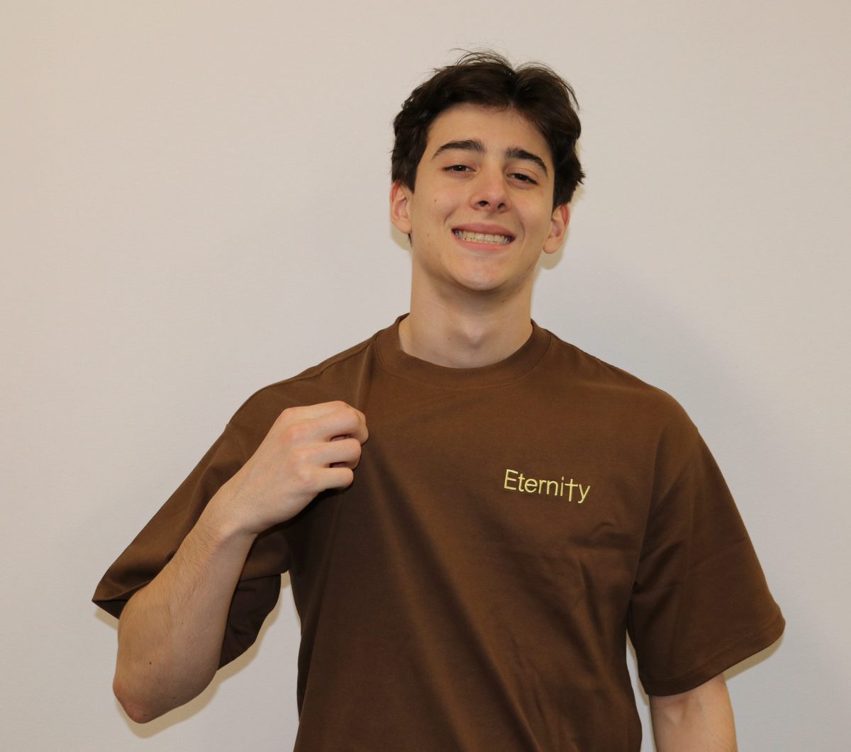 Unisex Caramel brown T shirt- side logo image 0