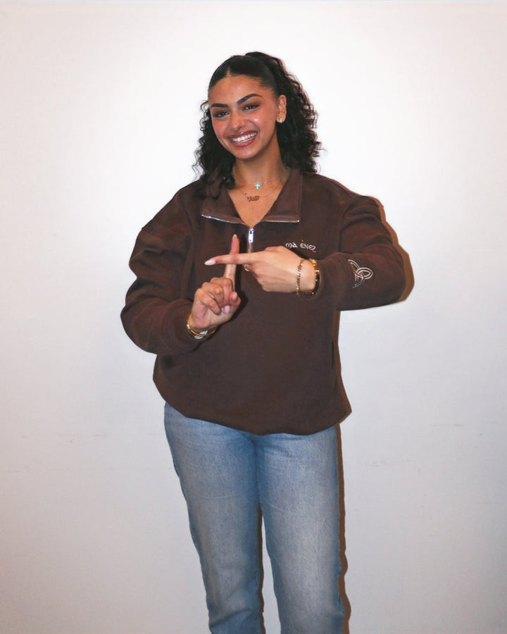 Brown Coptic quarter zip image 0